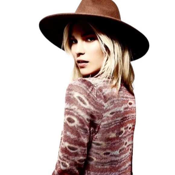 🌟NEW Free People Rust Orange Silky Ribbed Ikat Aztec Duster Cardigan Size Small - Picture 9 of 12